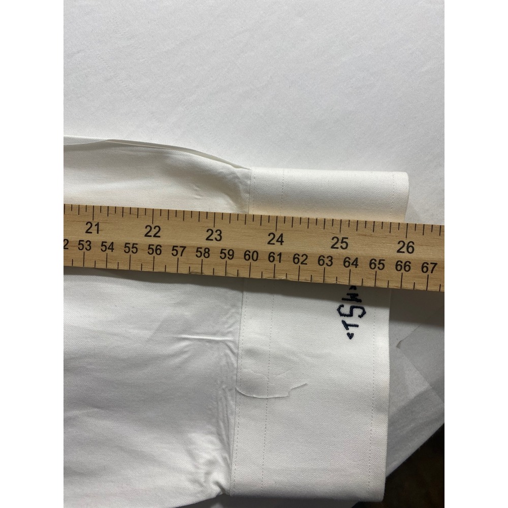 Paul Fredrick Shirt 18 1/2 -36 White Pinpoint Cotton Mens Monogrammed TSW - Picture 6 of 8